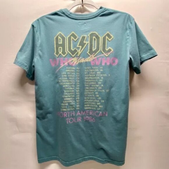 AC/DC Who Made Who Print Shirt Adult Small Aqua Multicolor 80’s Retro Logo Tee - Picture 6 of 13